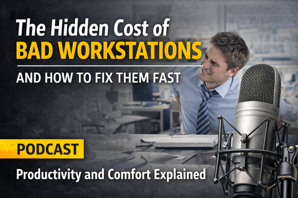 The impact of poor workstations 1 - Office Worx POdcast. Office and Flooring Worx, Inc. The Hidden Cost of Bad Workstations and How to Fix it.